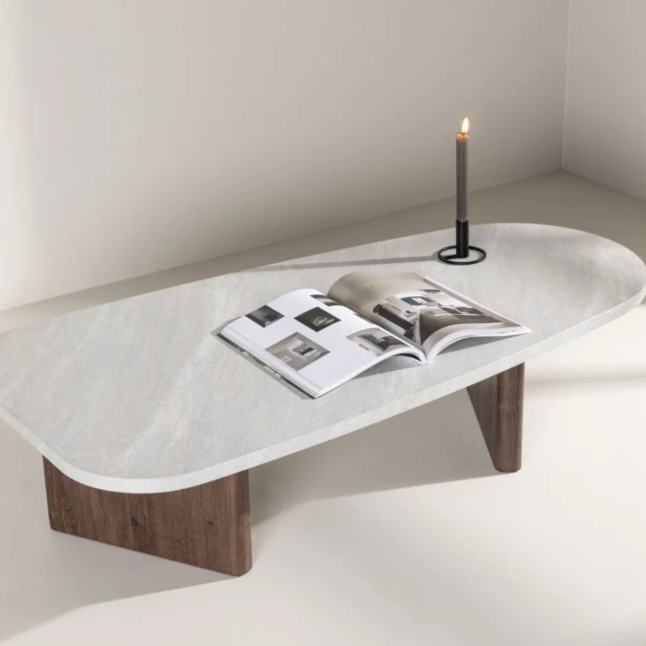 Sale Venture Home GRONVIK Table basse organique effet marbre 130x65cm