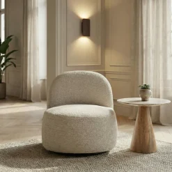 Clearance Drawer GROOVY Fauteuil pivotant en tissu chenille côtelé