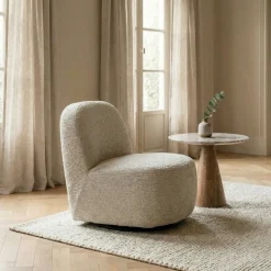 Clearance Drawer GROOVY Fauteuil pivotant en tissu chenille côtelé