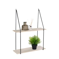 Sale House Nordic HAAG Etagère murale en métal et bois 55x21xH72 cm