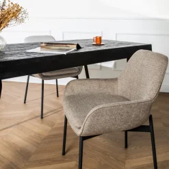 Discount Drawer HAAS Lot de 2 fauteuils de table en tissu et métal