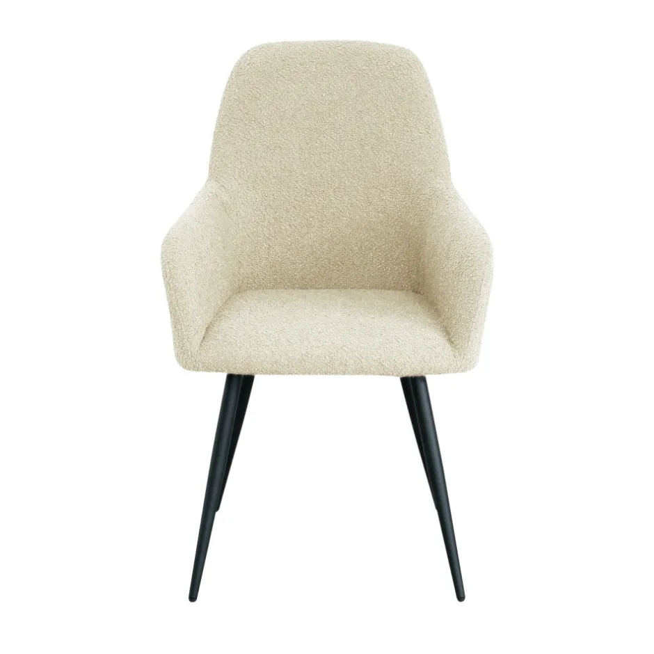Online House Nordic HARBO Lot de 2 fauteuils de table en tissu bouclette et métal