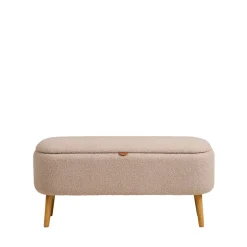 Sale House Nordic HARLOW Banc coffre en tissu bouclette et bois L95cm