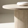 Clearance Venture Home HARON Table basse ronde en bois effet travertin ø80cm