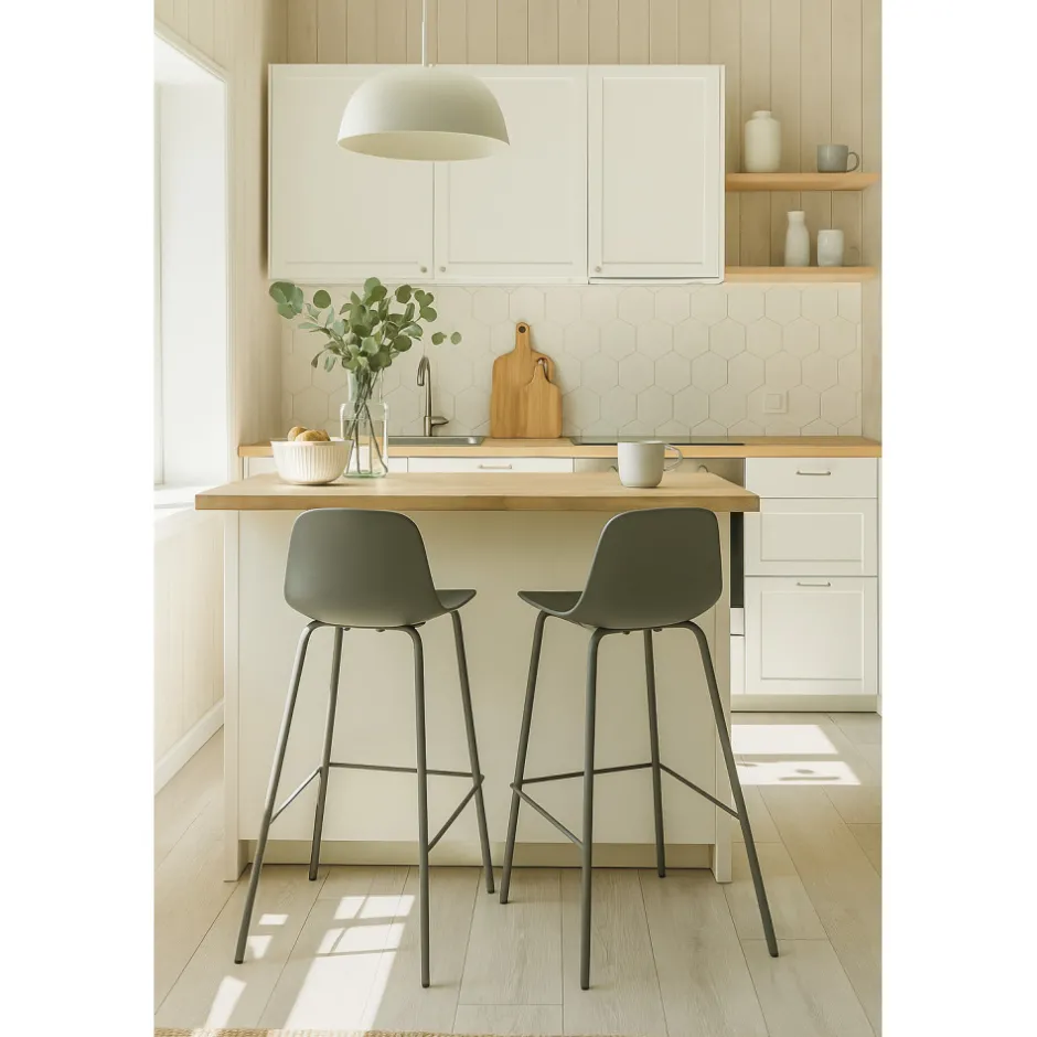 Best No name HEL Lot de 2 chaises de bar en plastique et métal H67,5cm