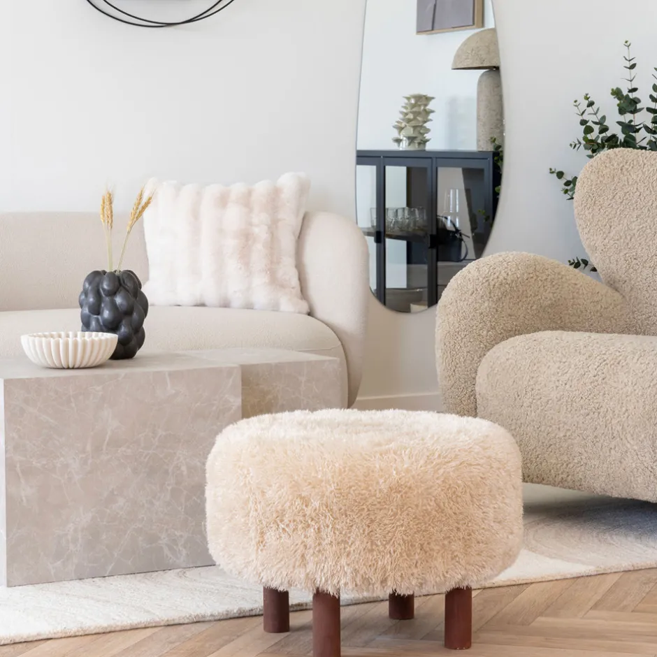Hot House Nordic INVERNESS Pouf rond imitation fourrure ø50cm