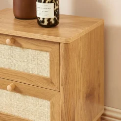 Outlet No name IRIS Table de chevet 2 tiroirs en bois et cannage