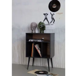 Discount Woood JAMES Meuble de rangement disques vinyles en bois