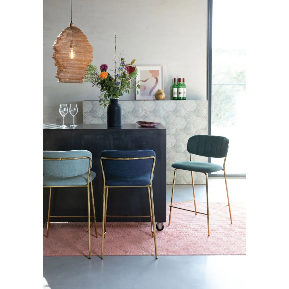 New No name JOLIEN Lot de 2 tabourets de bar en tissu avec pieds dorés