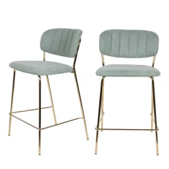 New No name JOLIEN Lot de 2 tabourets de bar en tissu avec pieds dorés