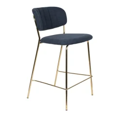 New No name JOLIEN Lot de 2 tabourets de bar en tissu avec pieds dorés