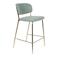 New No name JOLIEN Lot de 2 tabourets de bar en tissu avec pieds dorés