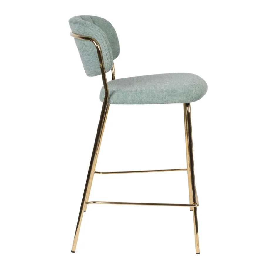 New No name JOLIEN Lot de 2 tabourets de bar en tissu avec pieds dorés