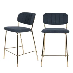 New No name JOLIEN Lot de 2 tabourets de bar en tissu avec pieds dorés