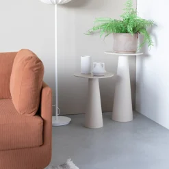 New No name JOYA Table d'appoint ronde effet travertin ø40cm H70cm