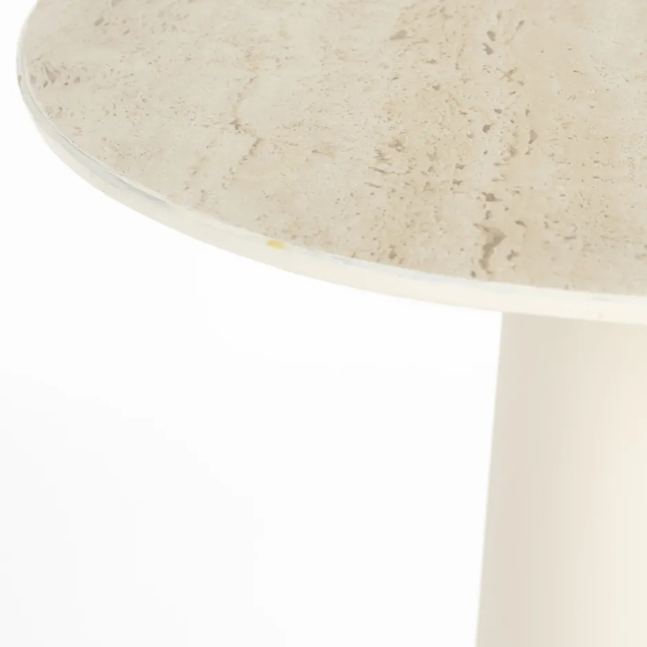 New No name JOYA Table d'appoint ronde effet travertin ø40cm H70cm