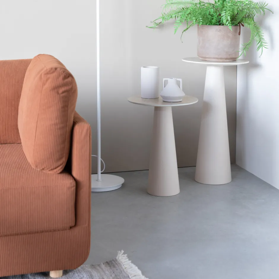Hot No name JOYA Table d'appoint ronde effet travertin ø40cm H52cm