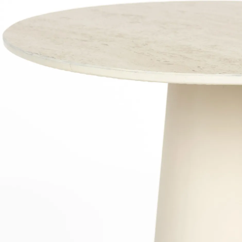 Hot No name JOYA Table d'appoint ronde effet travertin ø40cm H52cm
