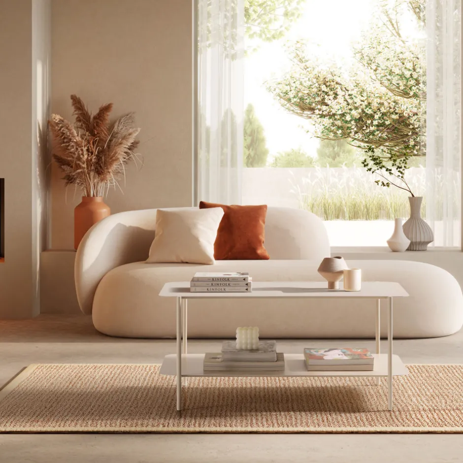 Drawer JUDITH Table basse rectangulaire en métal à double plateau