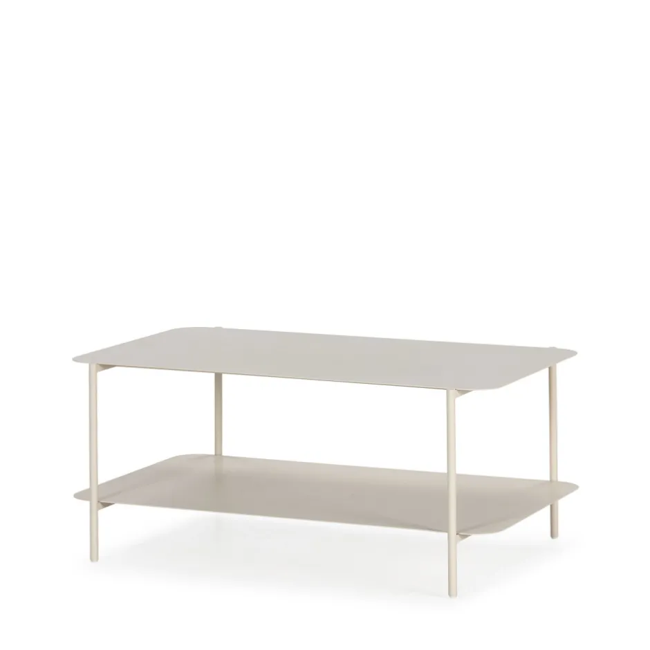 Drawer JUDITH Table basse rectangulaire en métal à double plateau