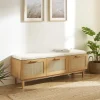 Sale Drawer JUNE Banc d'entrée avec rangement à chaussures en bois et cannage L140cm