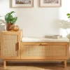 Clearance Drawer JUNE Banc d'entrée avec rangement à chaussures en bois et cannage L120cm