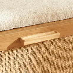 Clearance Drawer JUNE Banc d'entrée avec rangement à chaussures en bois et cannage L120cm
