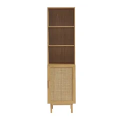 Hot Drawer JUNE Colonne de rangement en bois et cannage H190cm