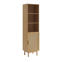 Hot Drawer JUNE Colonne de rangement en bois et cannage H190cm