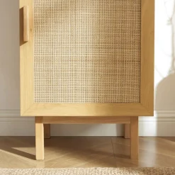 Hot Drawer JUNE Colonne de rangement en bois et cannage H190cm