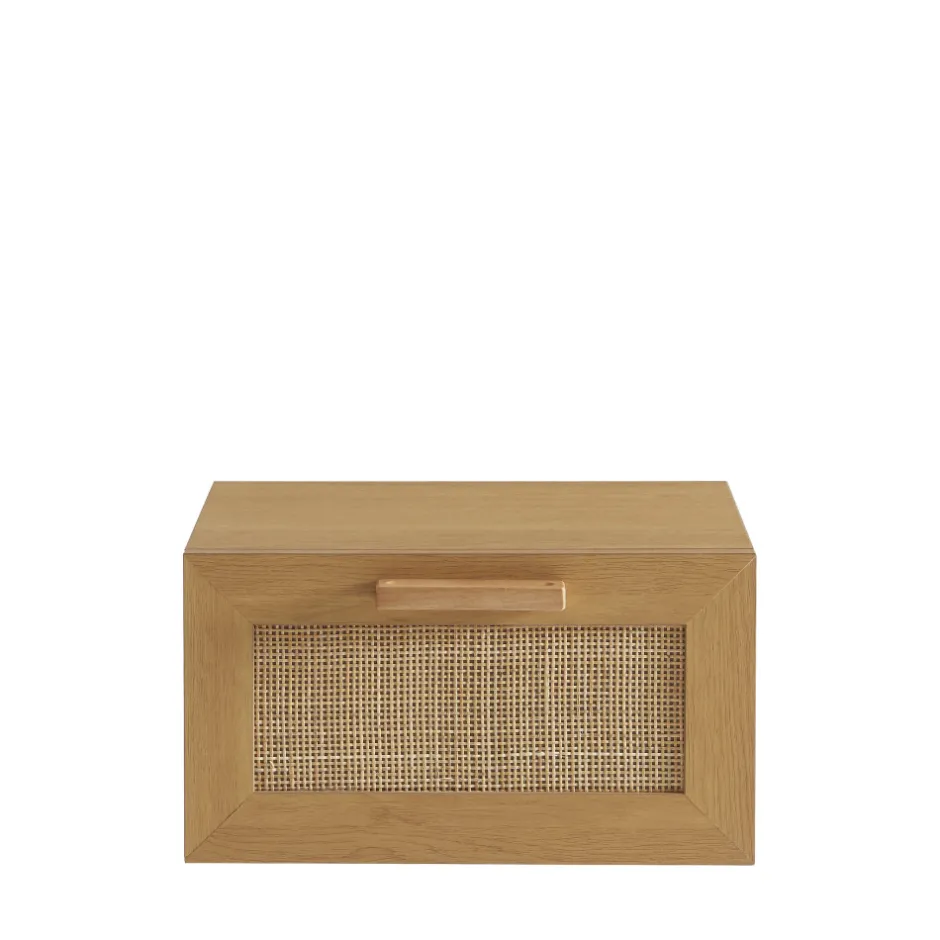 Sale Drawer JUNE Lot de 2 tables de chevet murales avec rangement en bois et cannage