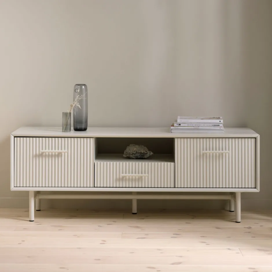 Sale No name JURA Meuble TV 2 portes 1 tiroir en bois et métal L140cm