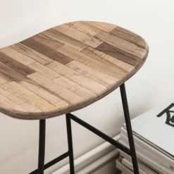 Discount Drawer KABAYAN Tabouret de bar en teck recyclé et métal H65cm