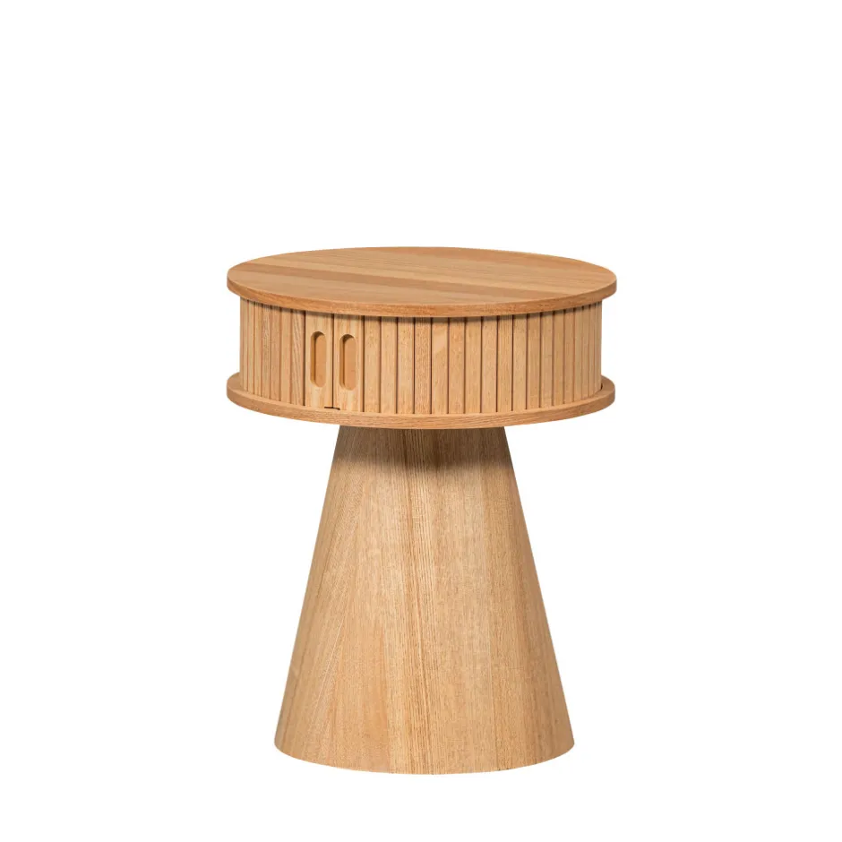 New Woood KARRI Table de chevet 2 portes coulissantes en bois