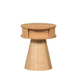 New Woood KARRI Table de chevet 2 portes coulissantes en bois