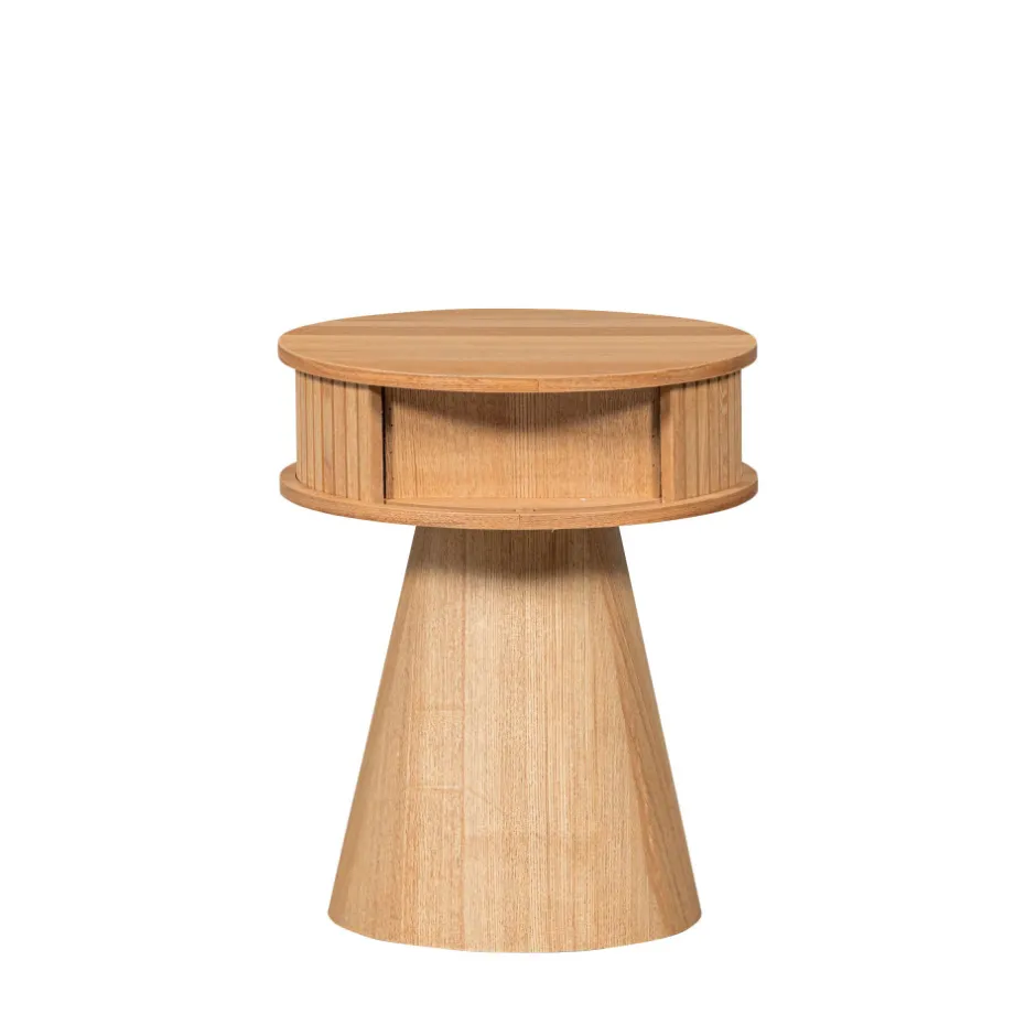 New Woood KARRI Table de chevet 2 portes coulissantes en bois
