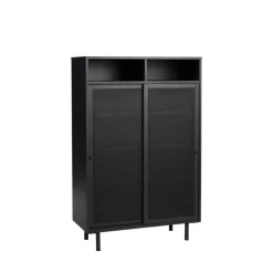 No name KISO Vaisselier 2 portes, 2 niches en métal H140cm