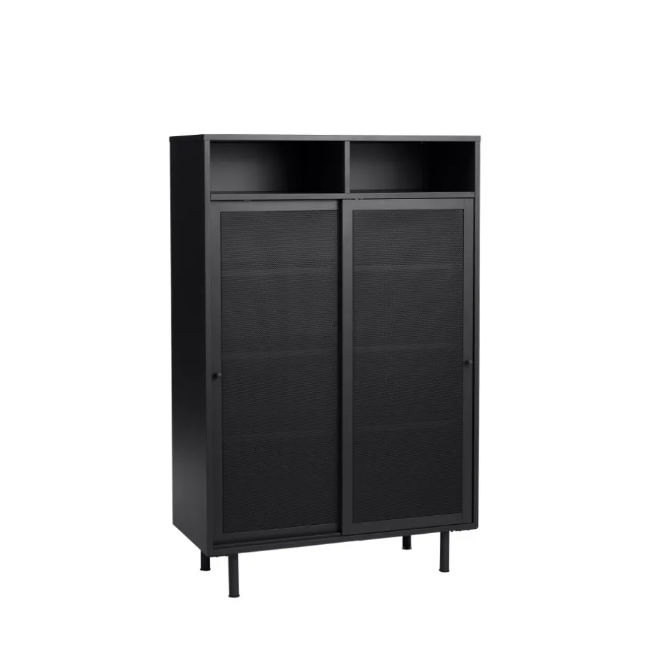No name KISO Vaisselier 2 portes, 2 niches en métal H140cm