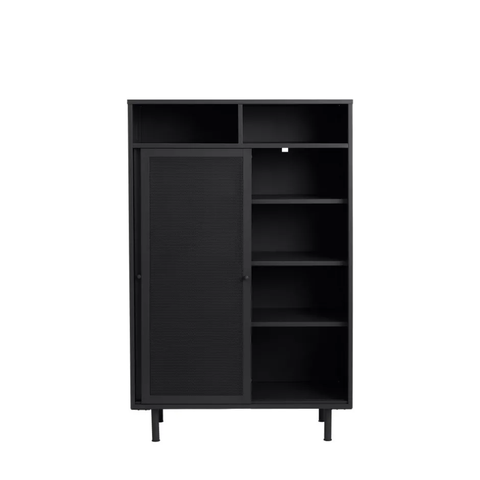 No name KISO Vaisselier 2 portes, 2 niches en métal H140cm