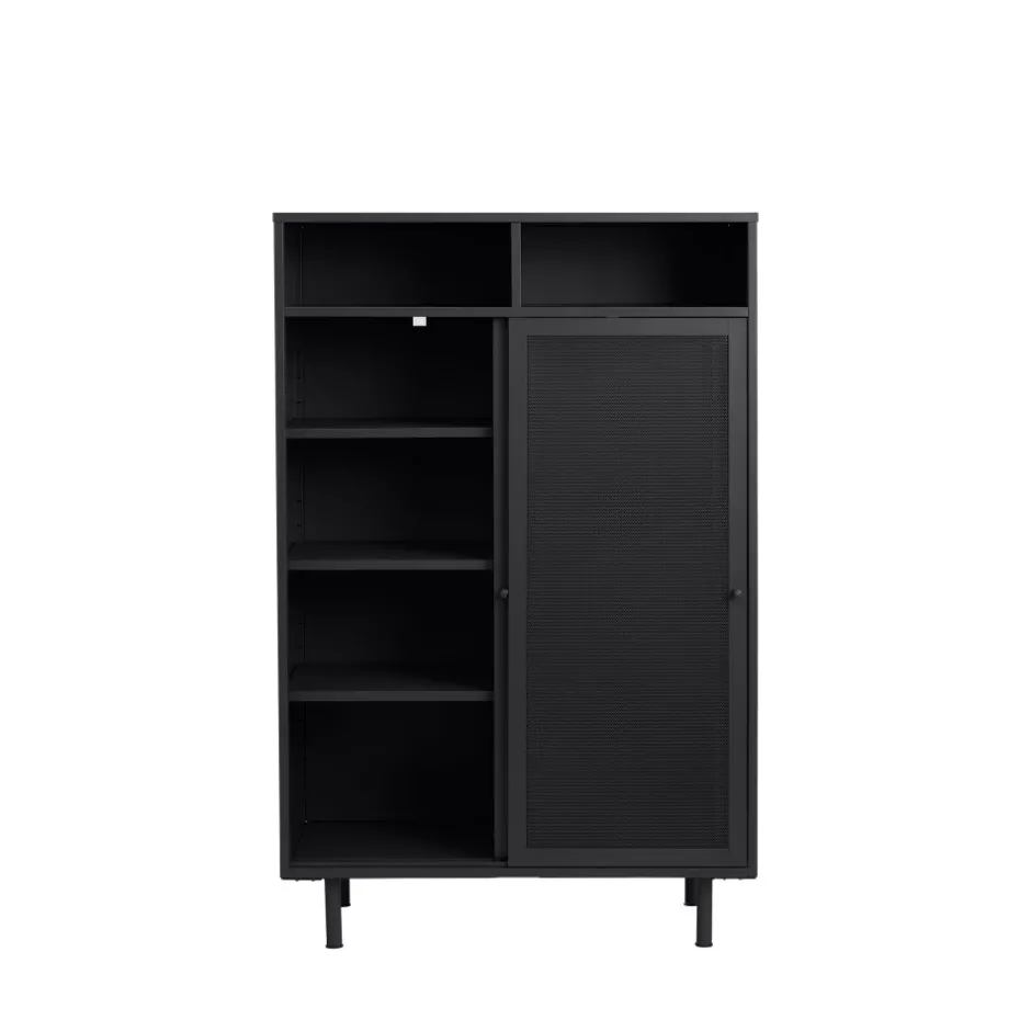 No name KISO Vaisselier 2 portes, 2 niches en métal H140cm