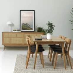 Discount No name KIYO Buffet 2 portes en bois et cannage L180cm