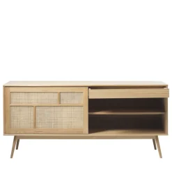 Discount No name KIYO Buffet 2 portes en bois et cannage L180cm