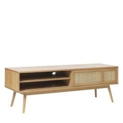 Best No name KIYO Meuble tv 2 portes en bois et cannage L150cm