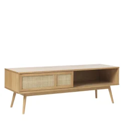 Best No name KIYO Meuble tv 2 portes en bois et cannage L150cm