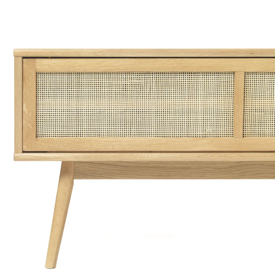 Best No name KIYO Meuble tv 2 portes en bois et cannage L150cm