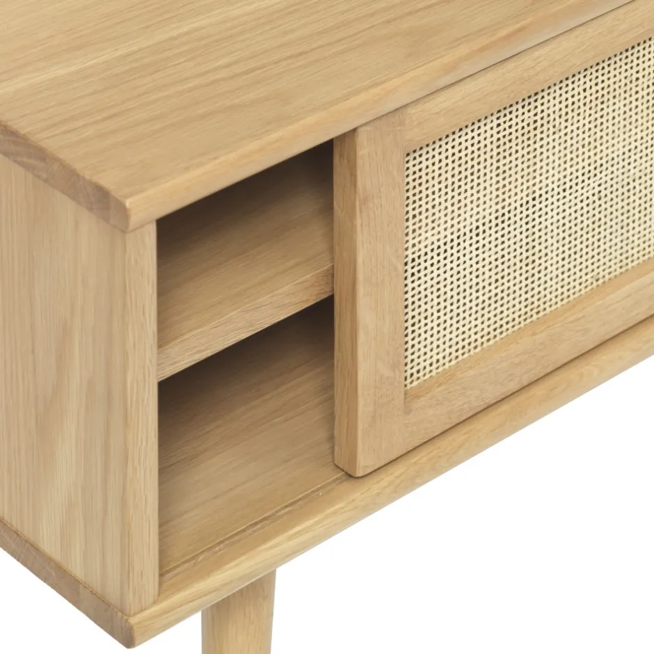 Best No name KIYO Meuble tv 2 portes en bois et cannage L150cm