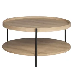 New Drawer KORRO Table basse ronde en bois et métal ø80cm
