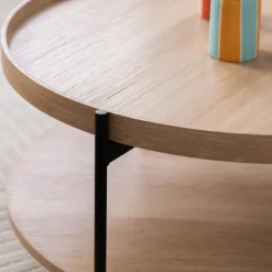 New Drawer KORRO Table basse ronde en bois et métal ø80cm