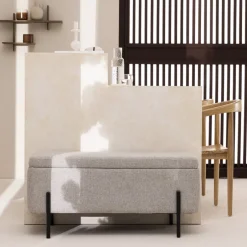 Discount Drawer KOS Banc coffre en tissu et métal L100cm
