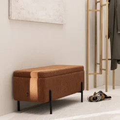 Discount Drawer KOS Banc coffre en tissu et métal L100cm